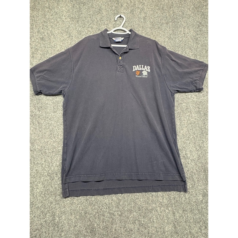 Vintage Champion Dallas Since 1960 Polo Shirt Mens XL Navy Blue Cotton Pique